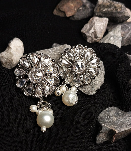 Premium Quality Silver Round Shape Earings