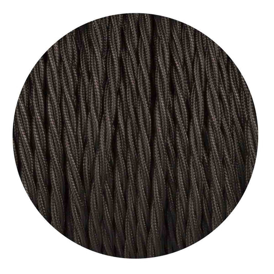 Vintage Black 2-Core Twisted Fabric Cable | 0.75mm Braided Cord for Pendant Flex ~1769