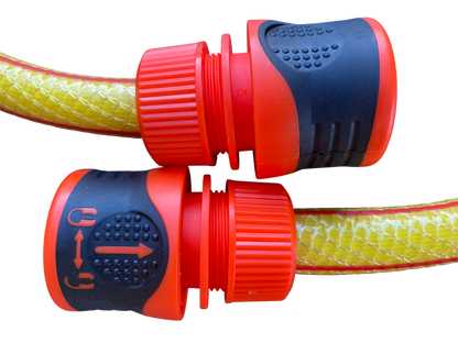 Premium Garden Hose Yellow with Orange Lock Connectors for Garden Irrigation Kit