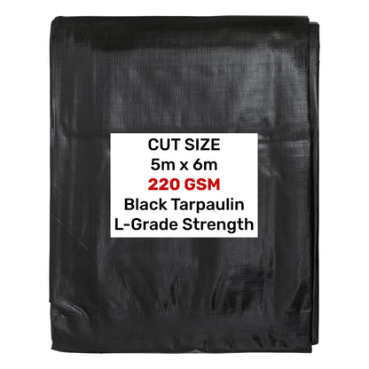 Black Silver L-Grade Tarpaulin 5m x 6m Heavy Duty Outdoor Sheet Waterproof Sheet